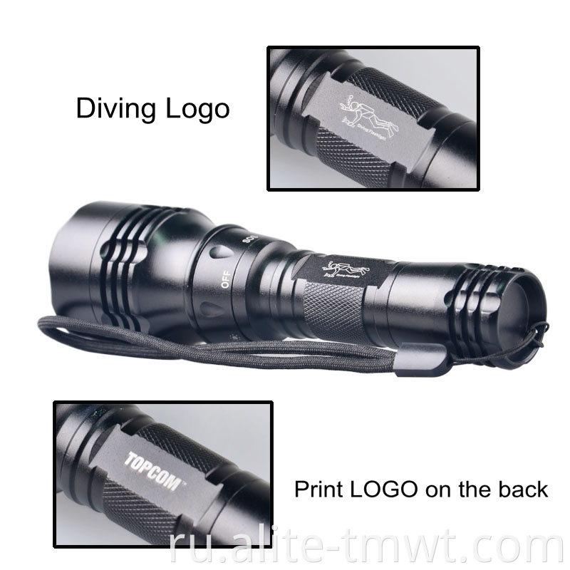 Topcom High Caffice 18650 с питанием для широкоугольного луча подводной флэш -светиль